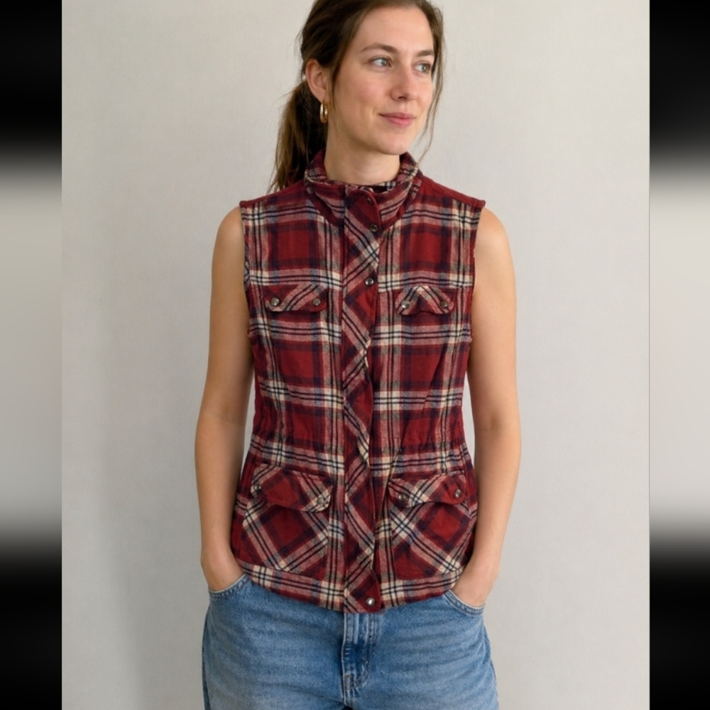 BLU PEPPER Flannel Native Embroidered Vest Small